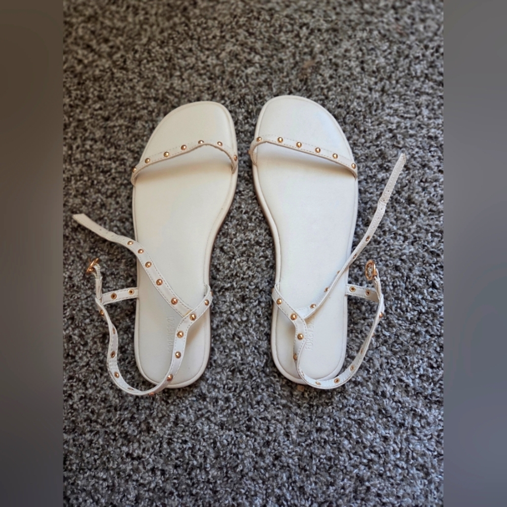 Forever 21 Gold and White Minimalist Sandals